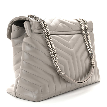 Saint Laurent Calfskin Y Quilted Monogram Large Loulou Chain Satchel Light Grey 3 of 14