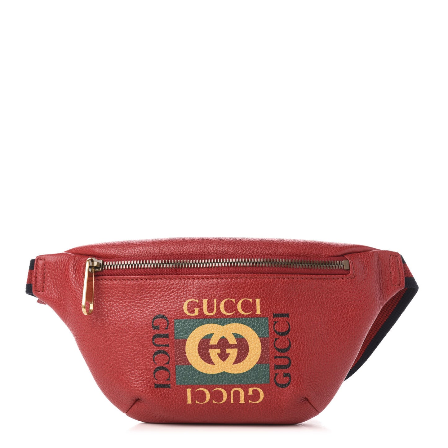 Grained Calfskin Small Logo Belt Bag Hibiscus Red