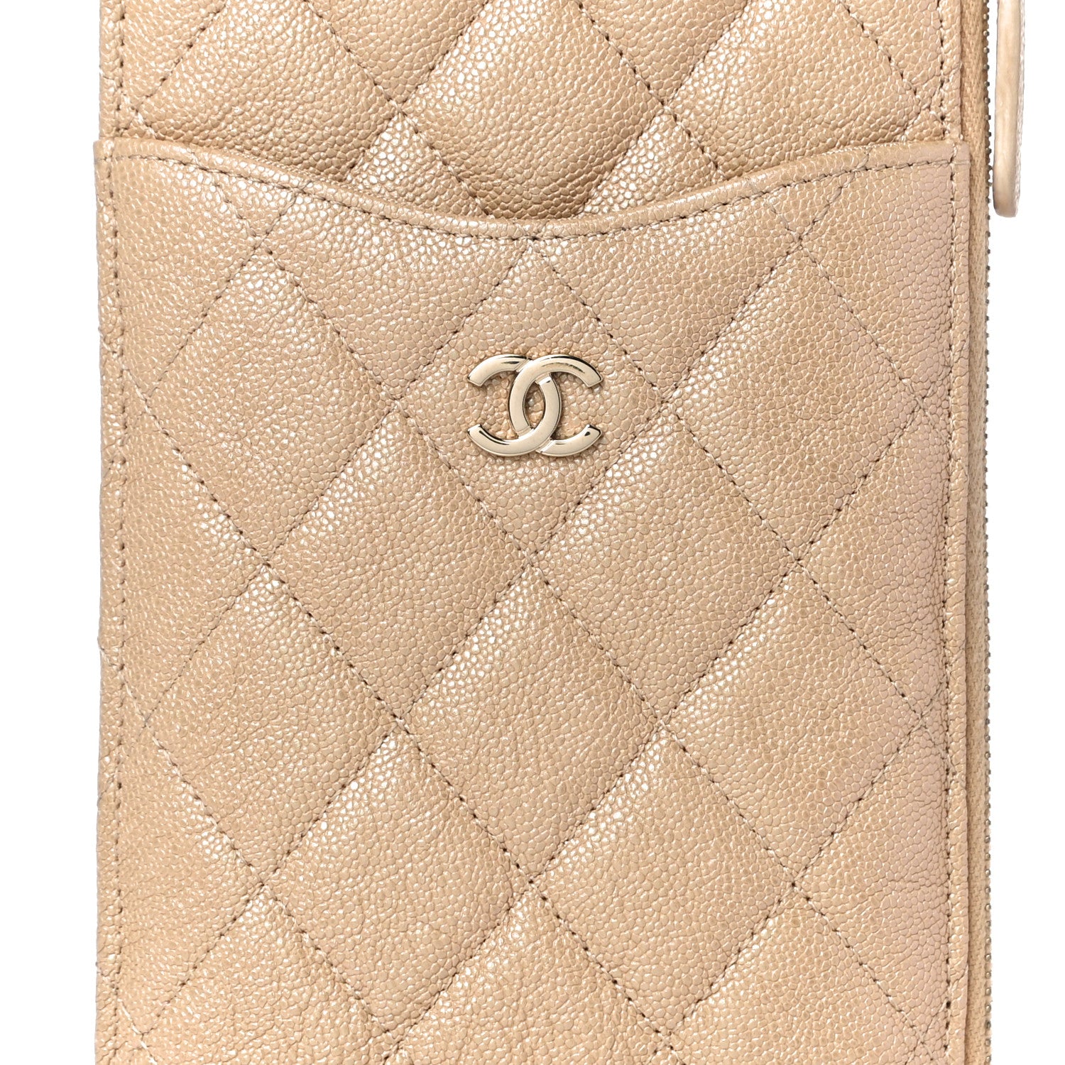 Chanel Iridescent Caviar Quilted Classic iPhone Pouch Dark Beige 8 of 10