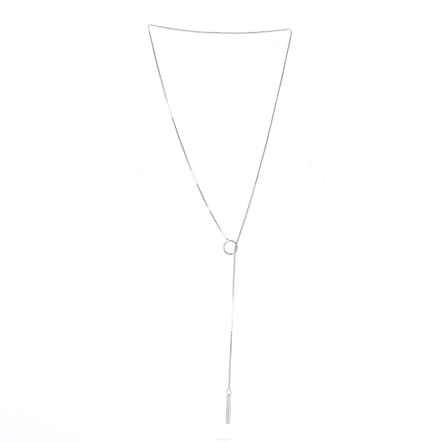 18K White Gold 20mm Lariat Necklace