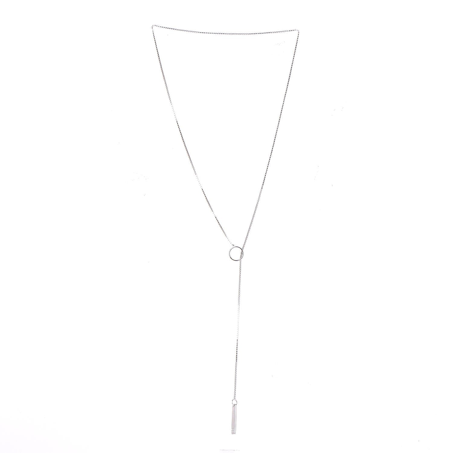 Gucci 18K White Gold 20mm Lariat Necklace 3 of 5