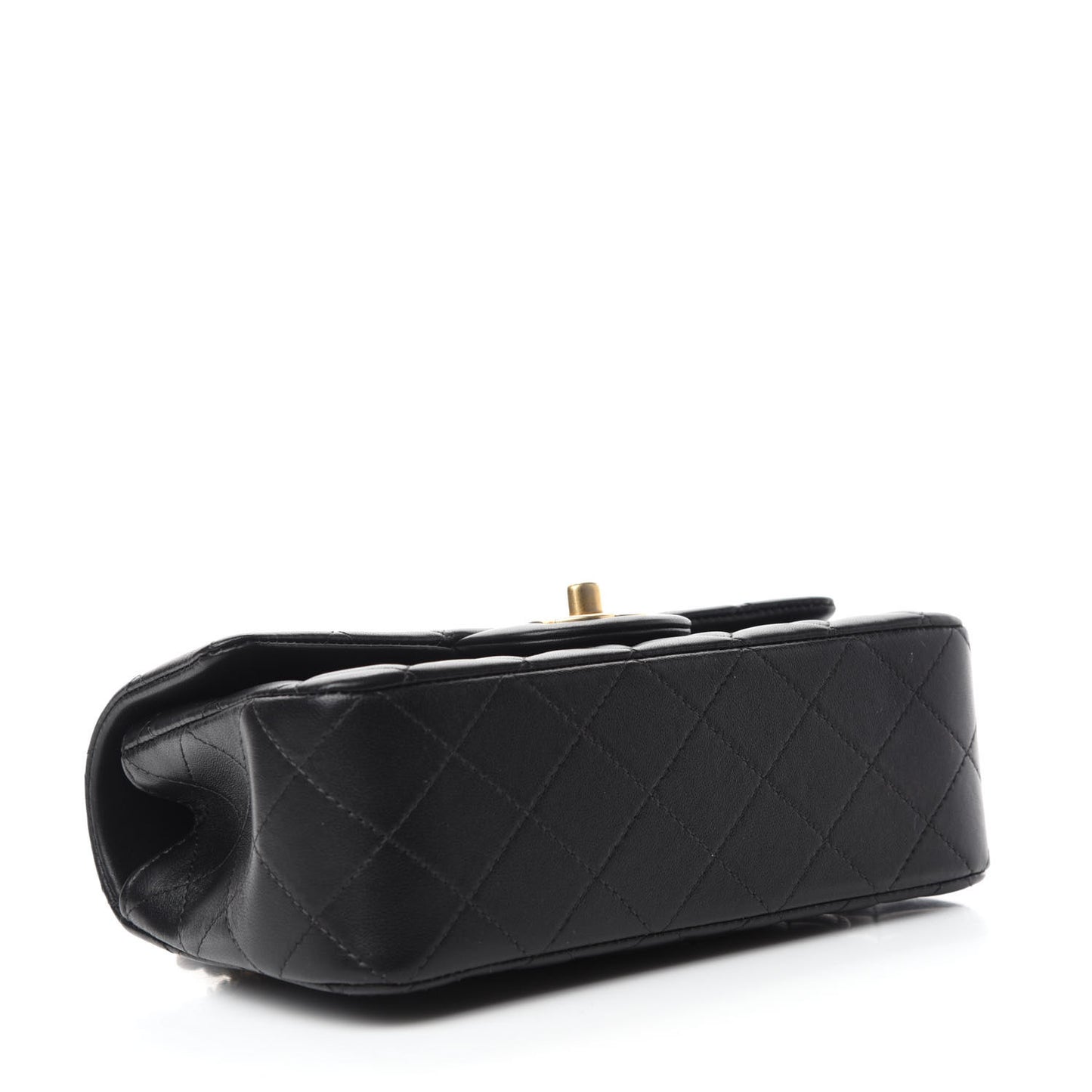 Lambskin Quilted Mini Top Handle Rectangular Flap Black