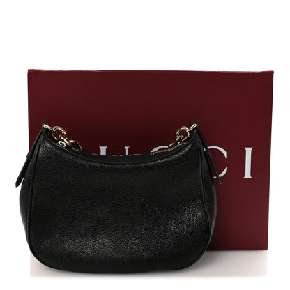 Gucci GG Grainy Calfskin Emblem Small Half Moon Shoulder Bag Black 10 of 10