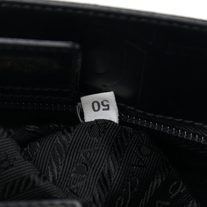 Prada Calfskin Embossed Shoulder Bag Black 7 of 12