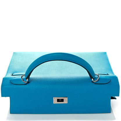 Hermes Epsom Kelly Sellier 32 Bleu Frida 17 of 36