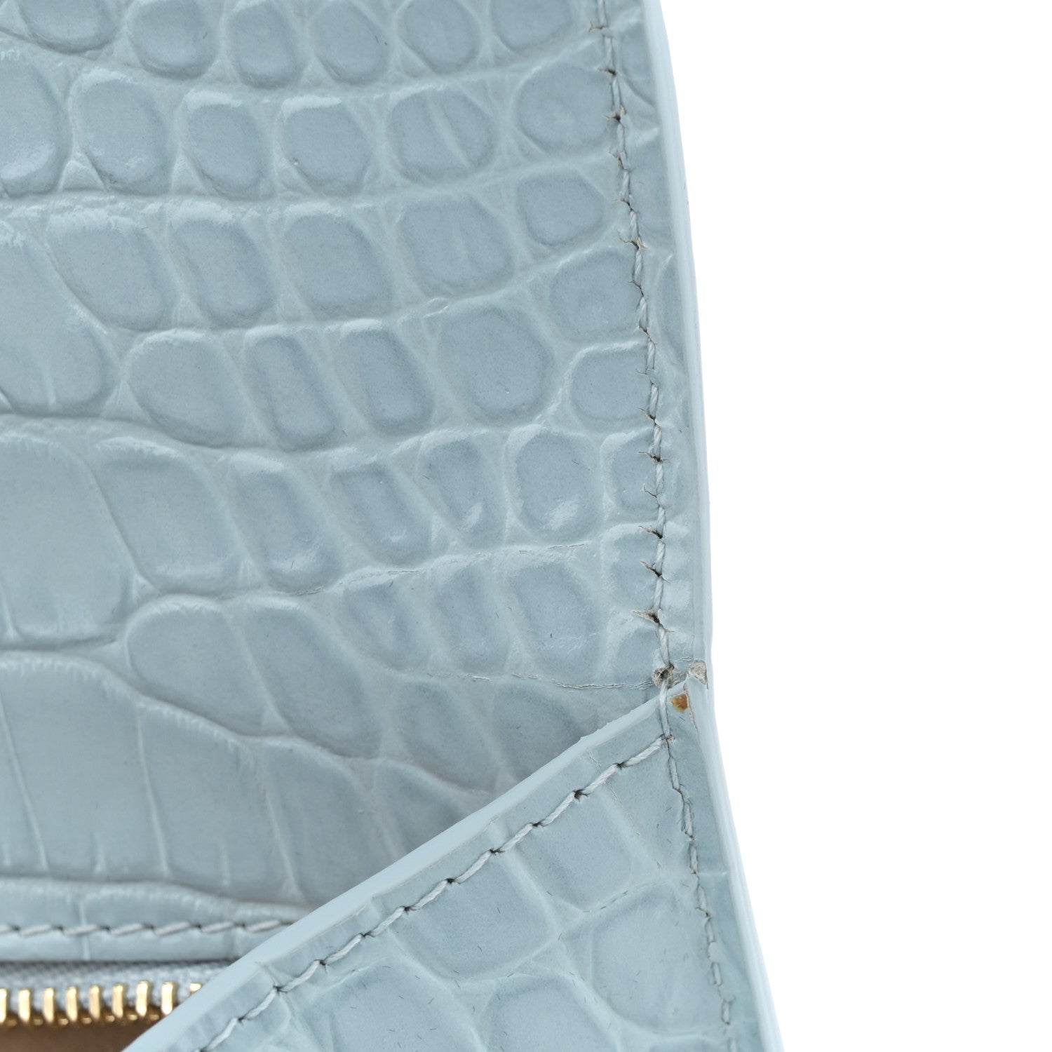 Alexander McQueen Shiny Crocodile Embossed Jeweled Satchel Pale Blue 10 of 12