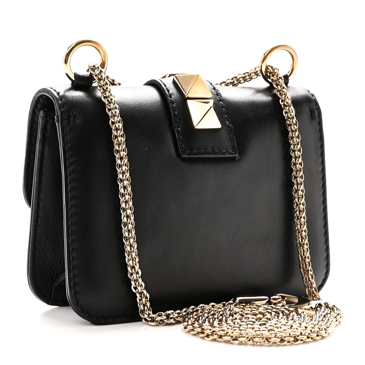 Valentino Garavani Vitello Mini Glam Lock Rockstud Flap Black 3 of 9