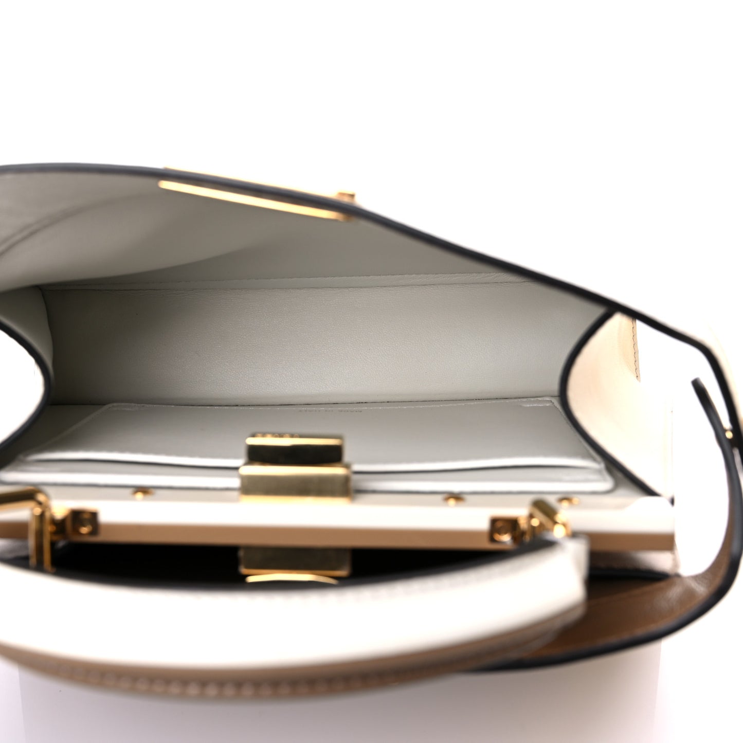 Vitello Seta Nappa Plexiglass Bi-Color Small Peekaboo I SEE U Satchel White Ice Sand