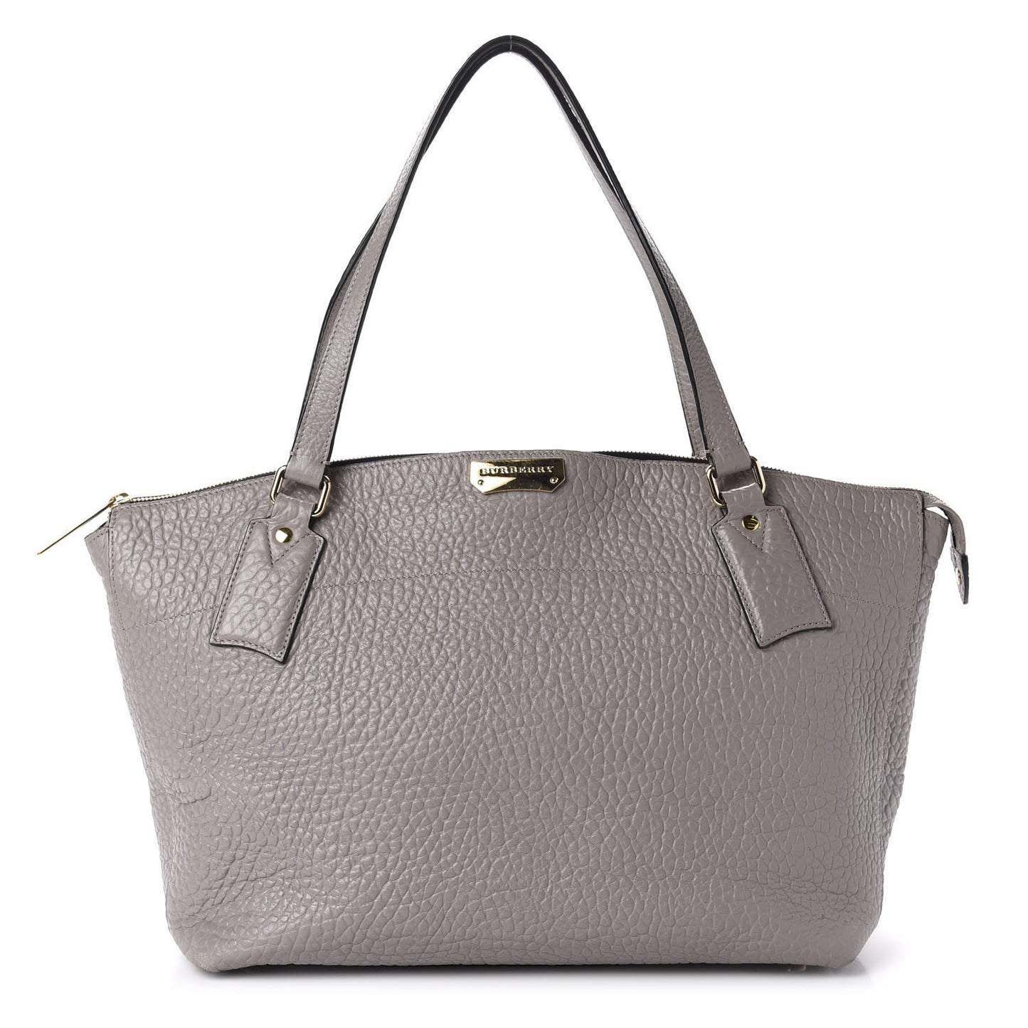 Signature Grain Calfskin Medium Welburn Tote Pale Grey