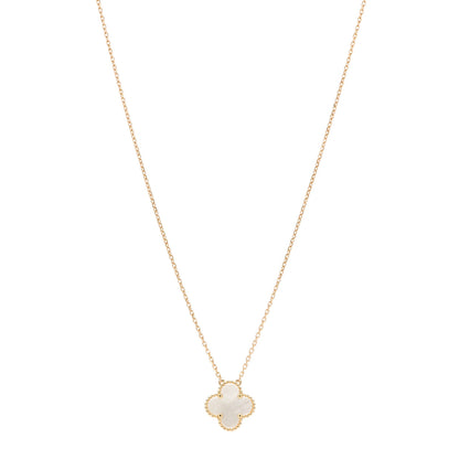 Van Cleef & Arpels 18K Yellow Gold Mother of Pearl Vintage Alhambra Pendant Necklace 1 of 4