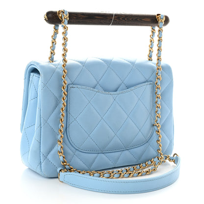 Chanel Lambskin Quilted Small Wenge Wood Flap Light Blue 3 of 10