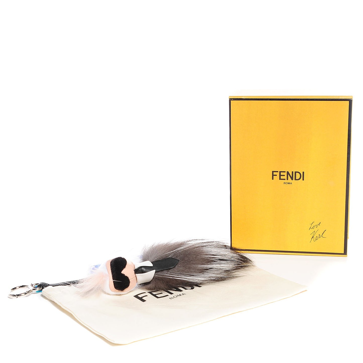 Mink Fox Goat Fur Mini Karlito Bag Charm Blue