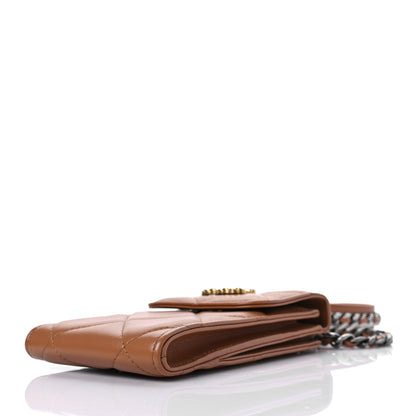 Chanel Lambskin Quilted Chanel 19 Phone Holder With Chain Brown 8 of 8