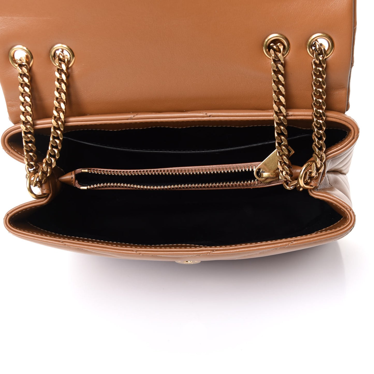 Calfskin Y Quilted Monogram Small Loulou Chain Satchel Dark Natural