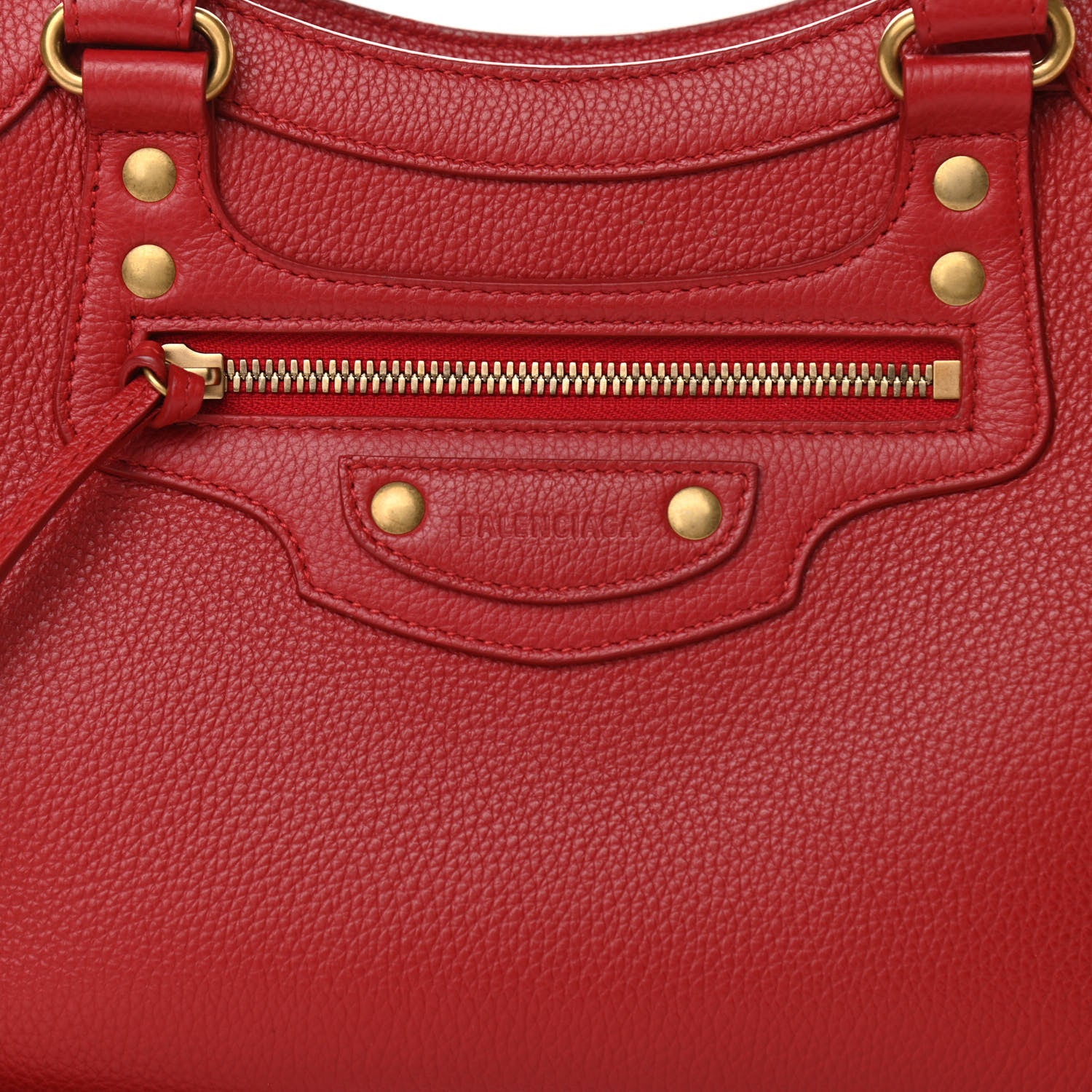 Balenciaga Grained Calfskin Neo Classic Gold Hardware S City Medium Red 7 of 11