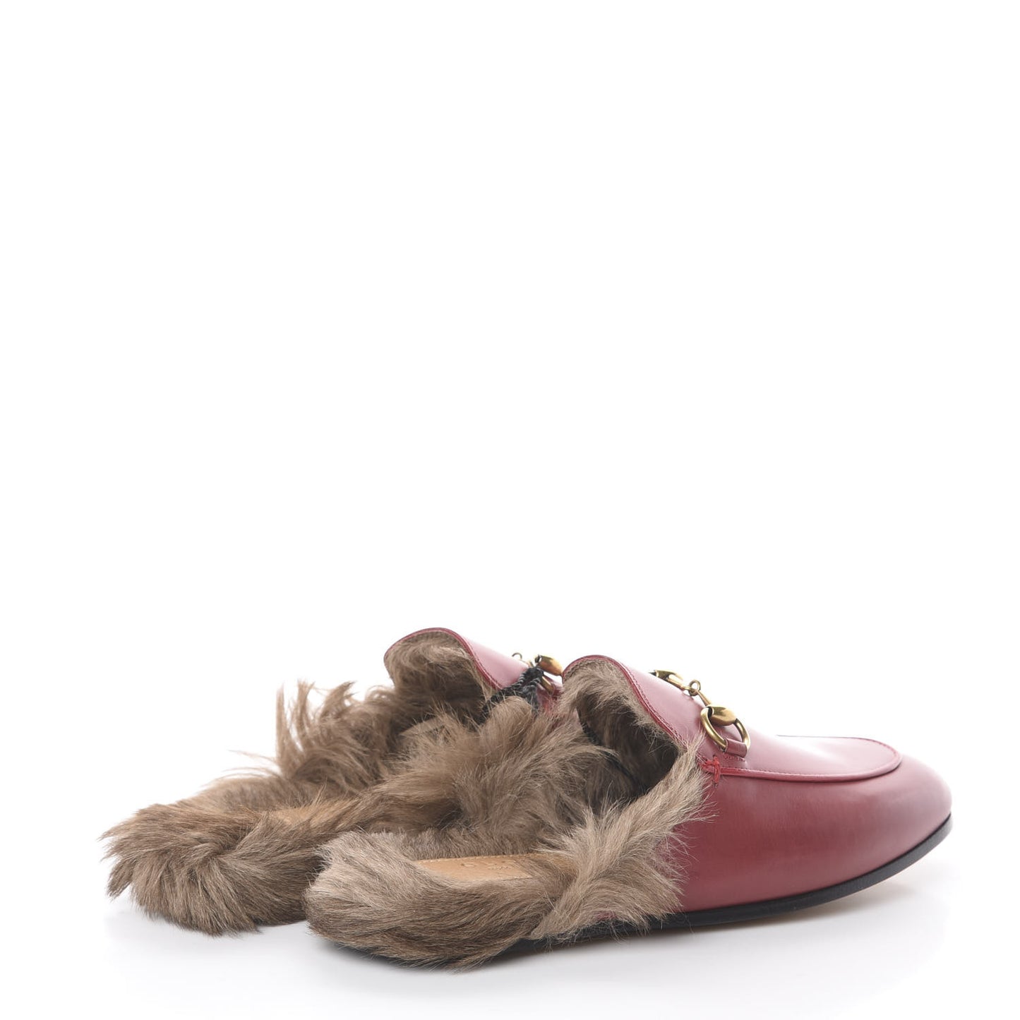 Betis Glamour Calfskin Fur Womens Princetown Slippers 35 Hibiscus Red Naturale