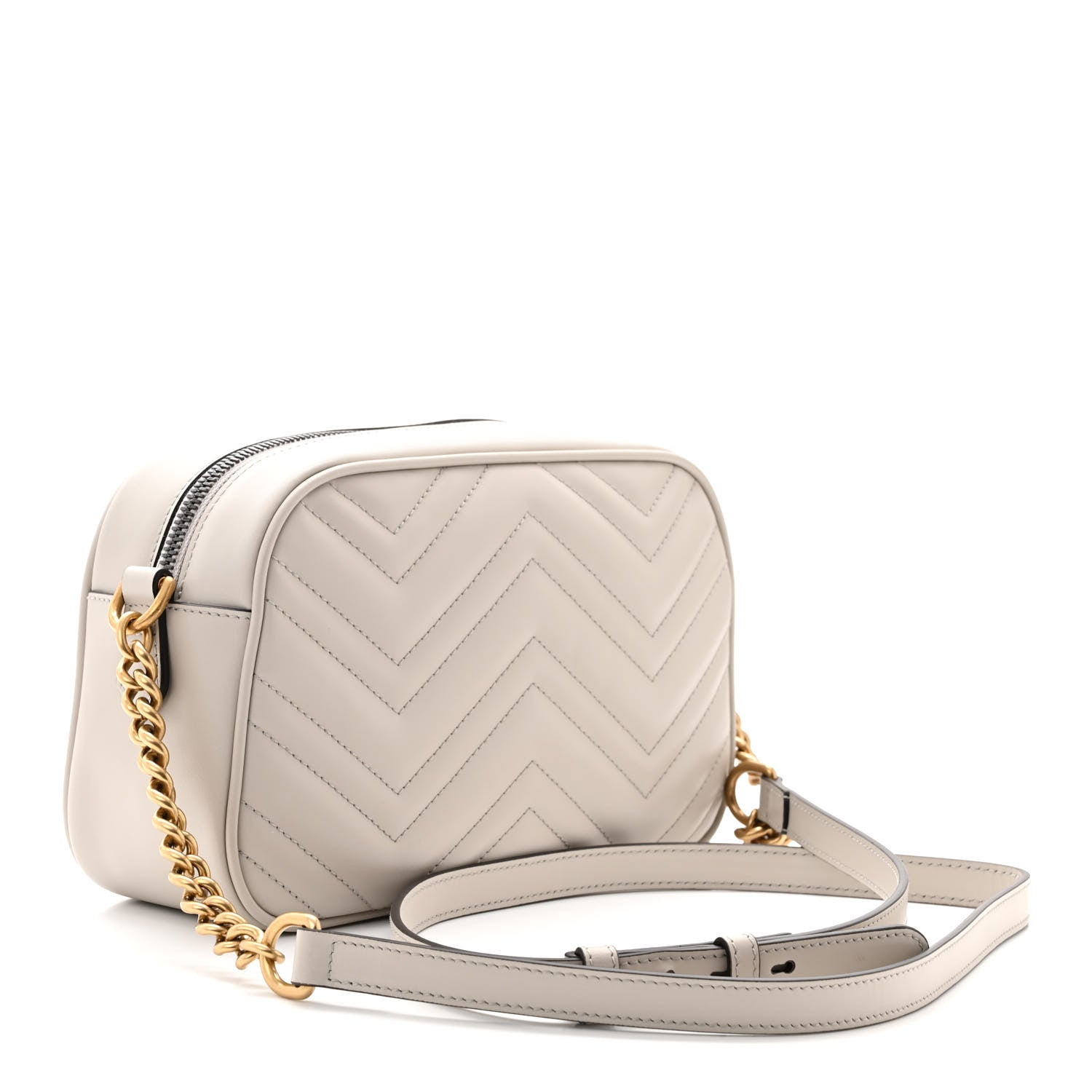 Gucci Calfskin Matelasse Small GG Marmont Chain Shoulder Bag Light Grey 3 of 11