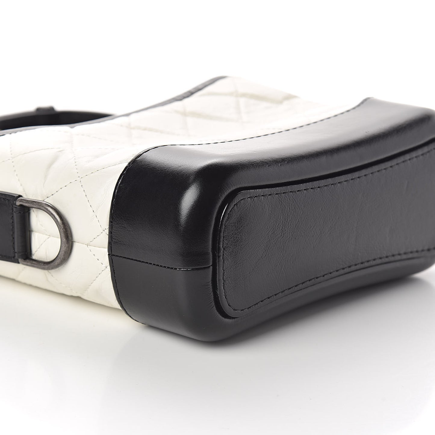 Aged Calfskin Quilted Small Gabrielle Hobo Black White