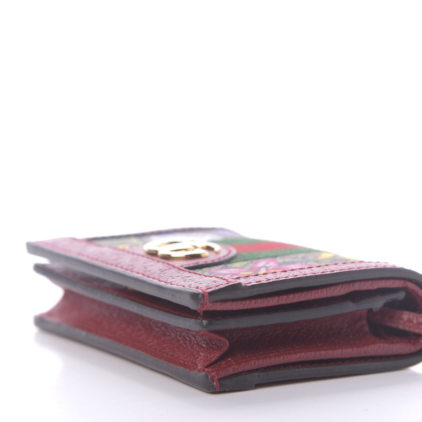 GG Supreme Monogram Flora Web Ophidia Card Case Red