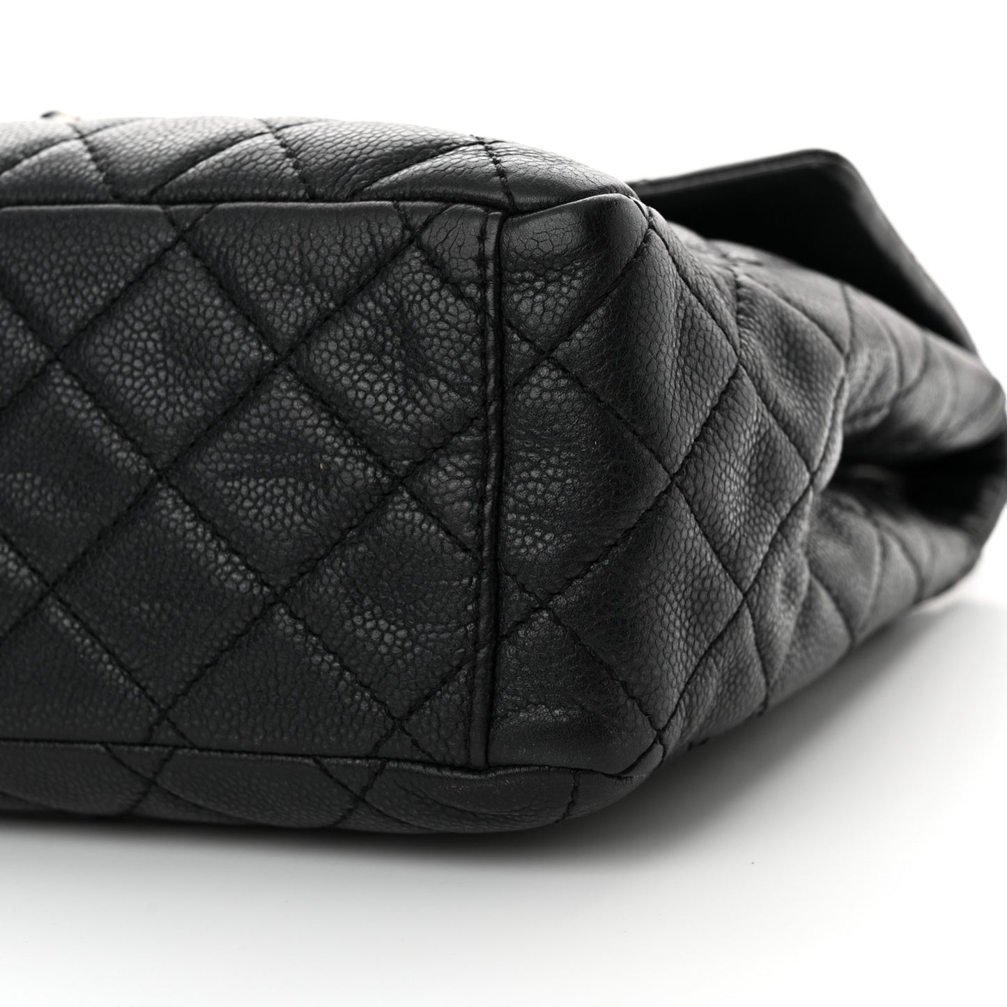 Washed Caviar Quilted Maxi Single Flap Black