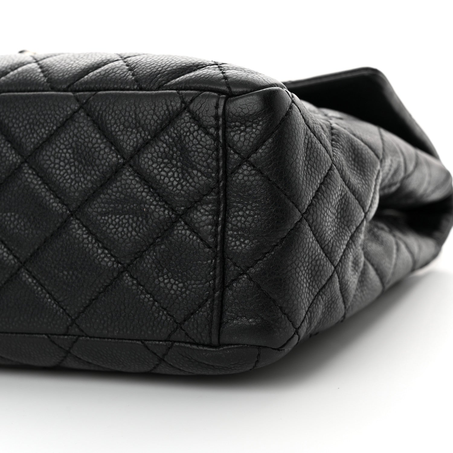 Chanel Washed Caviar Quilted Maxi Single Flap Black 10 of 13