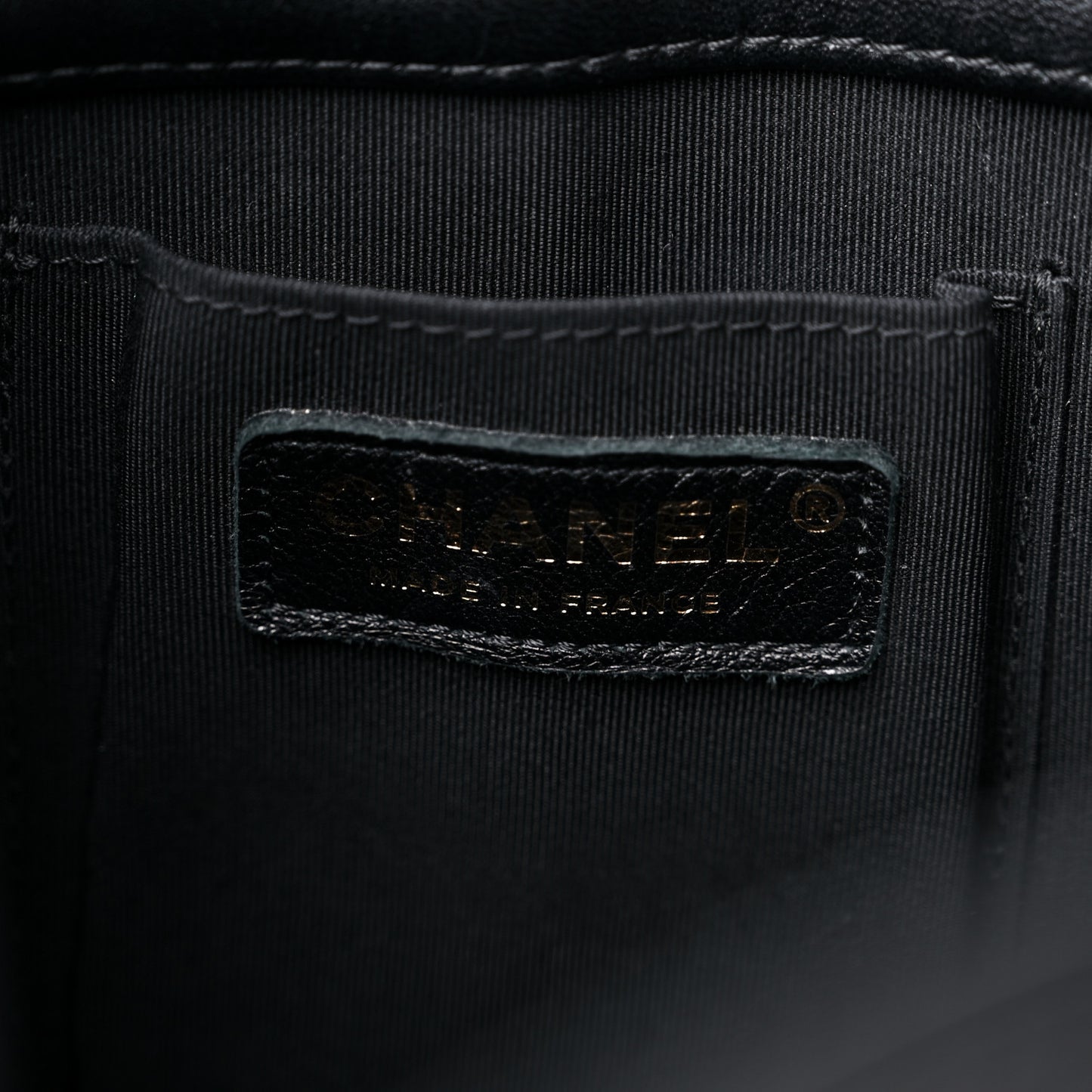 Lambskin Chevron Drawstring Bag Black