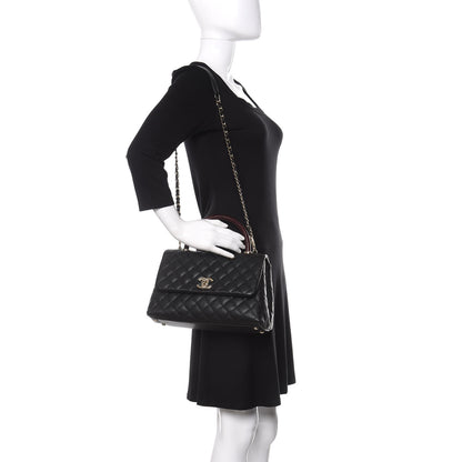 Chanel Caviar Lizard Embossed Quilted Small Coco Handle Flap Black 2 of 10