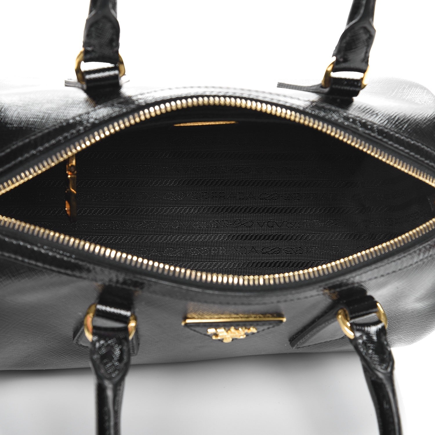 Prada Saffiano Vernice Petite Bowler Black 6 of 8