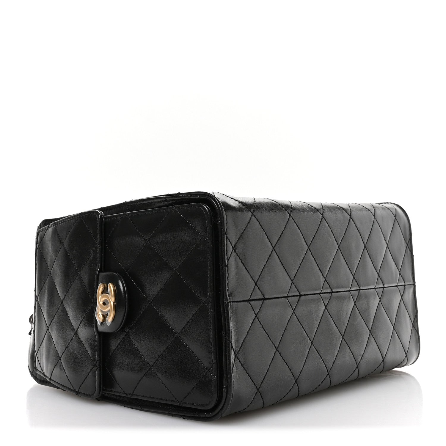 Chanel Shiny Crumpled Calfskin Quilted Small Chanel 25 Handbag Black 4 of 11