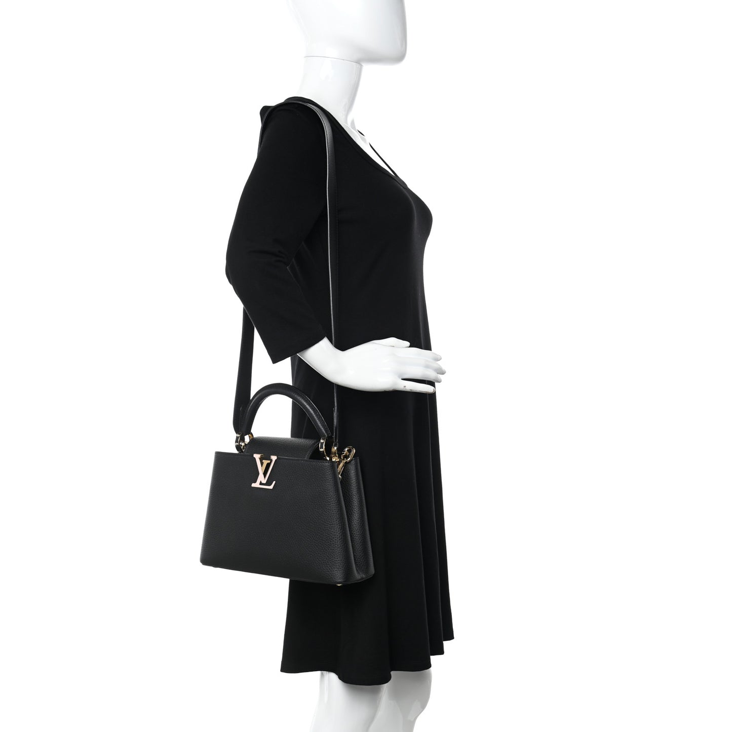 Taurillon Enamel Chain Capucines BB Black Multicolor