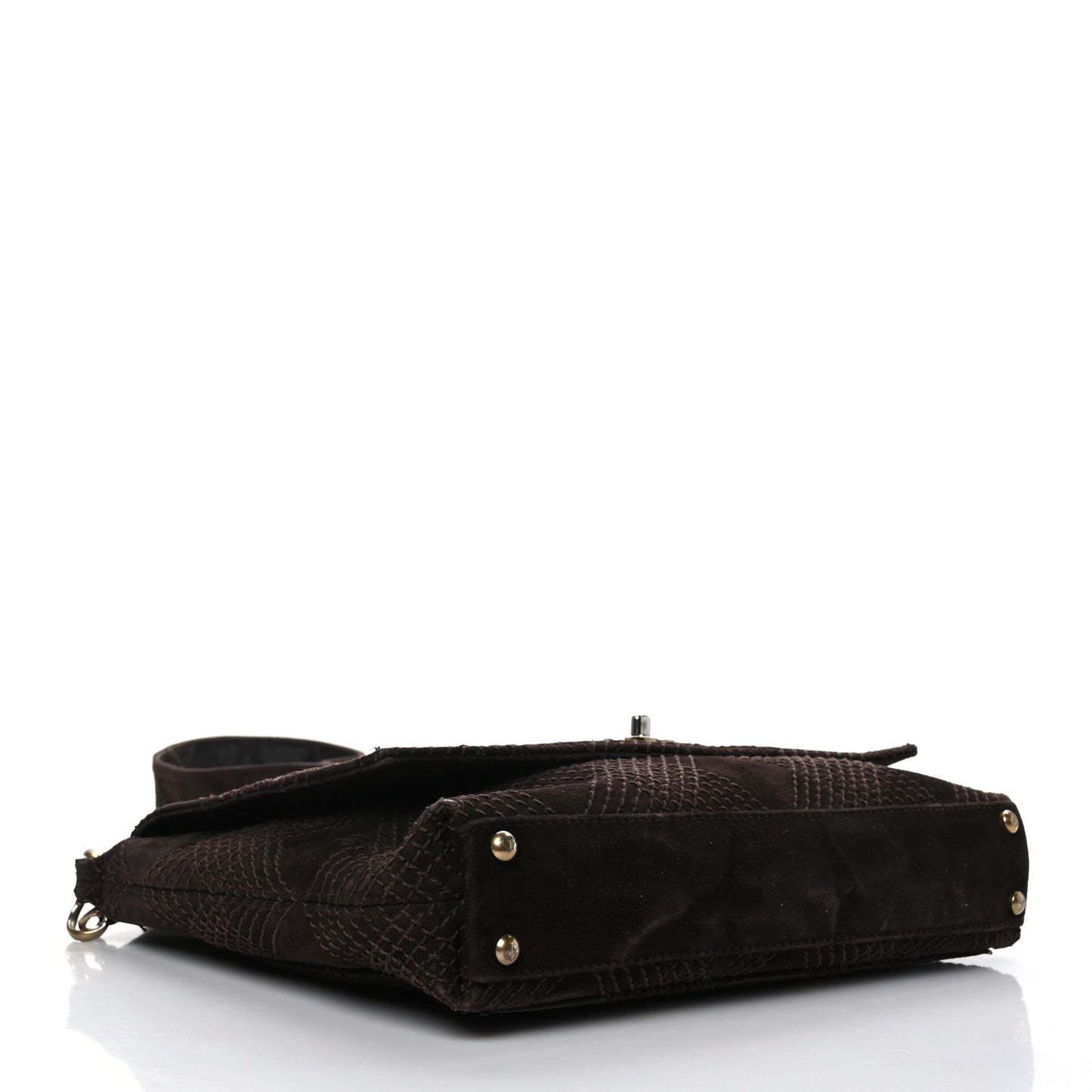 Suede Stitched CC Messenger Flap Bag Brown