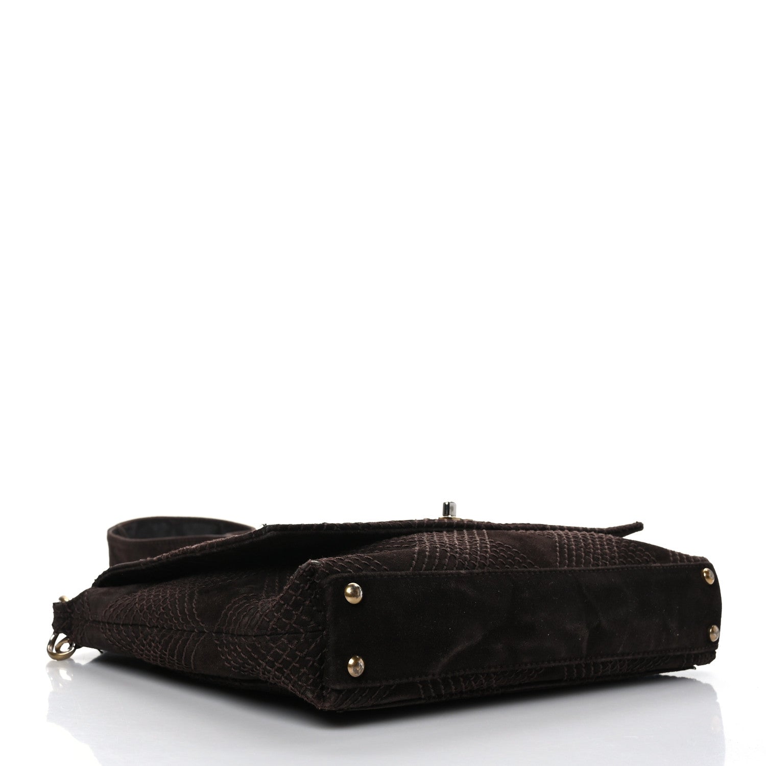 Chanel Suede Stitched CC Messenger Flap Bag Brown 4 of 9