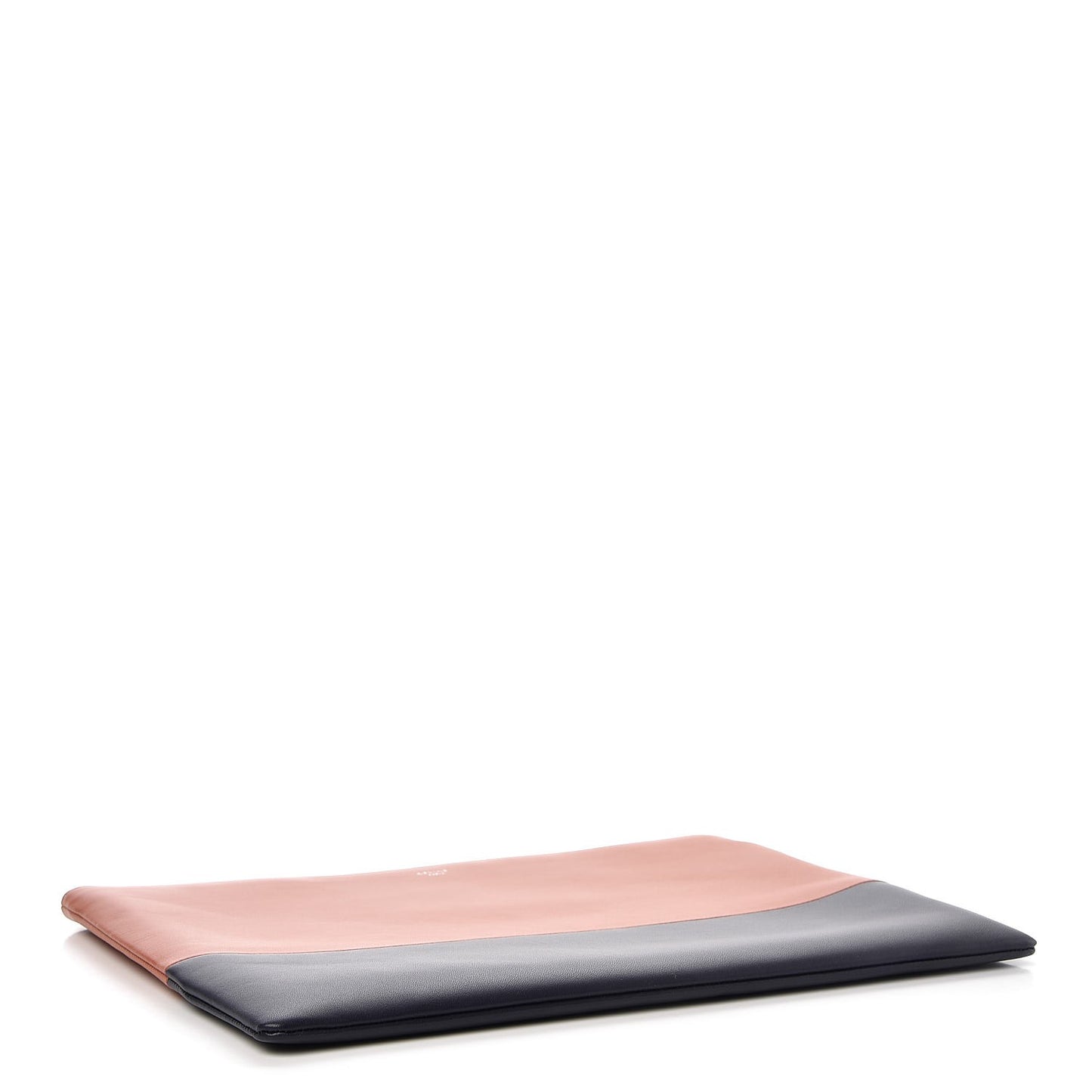 Lambskin Large Bi-Color Solo Clutch Pouch Terracotta Navy