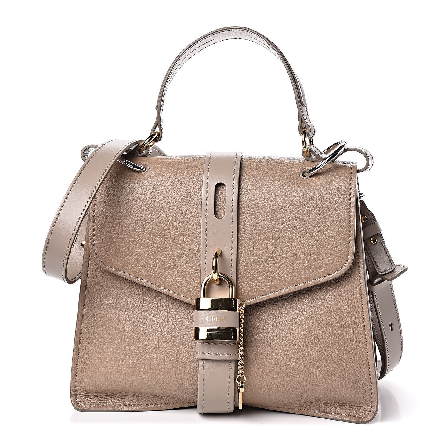 Shiny Grained Calfskin Medium Aby Day Shoulder Bag Motty Grey