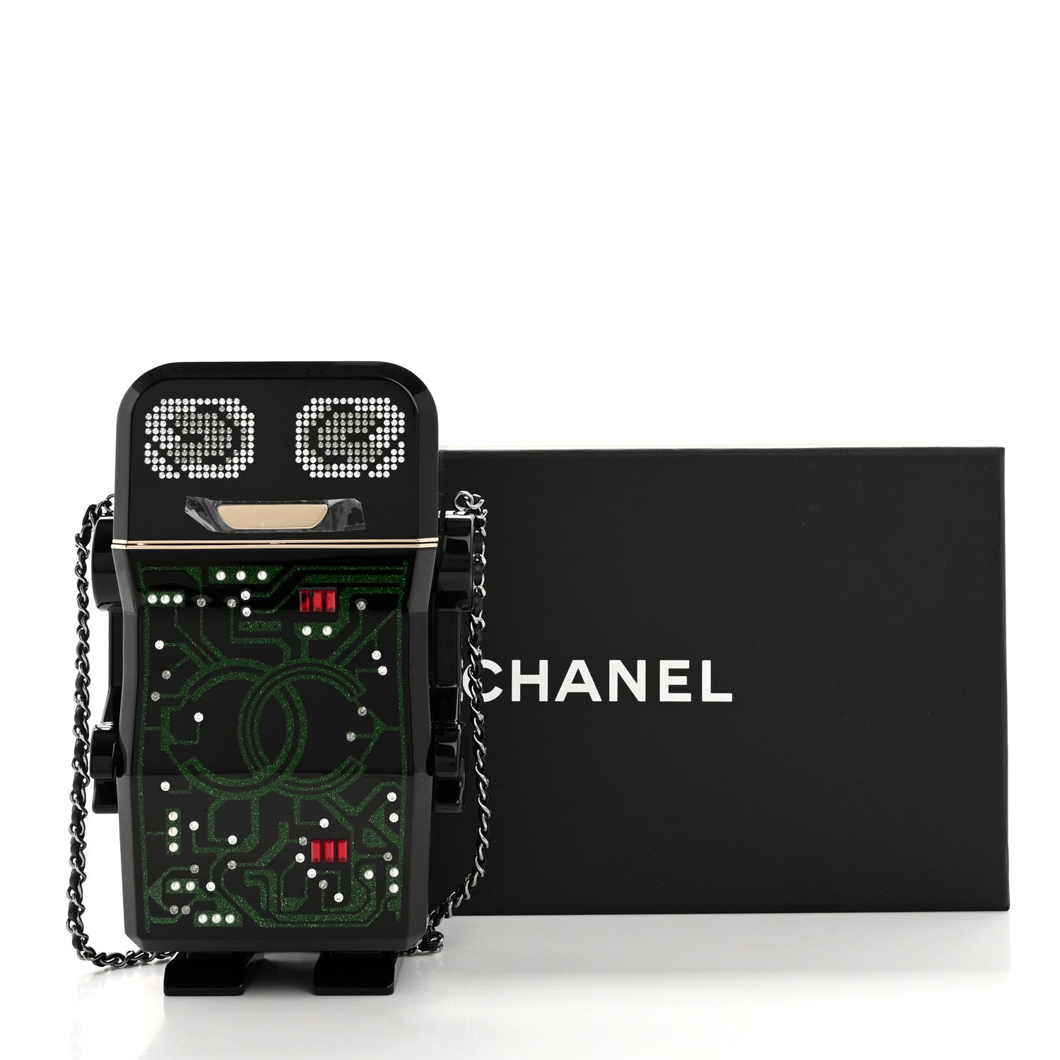 Chanel Plexiglass Crystal Robot Minaudiere Clutch  Black 11 of 11