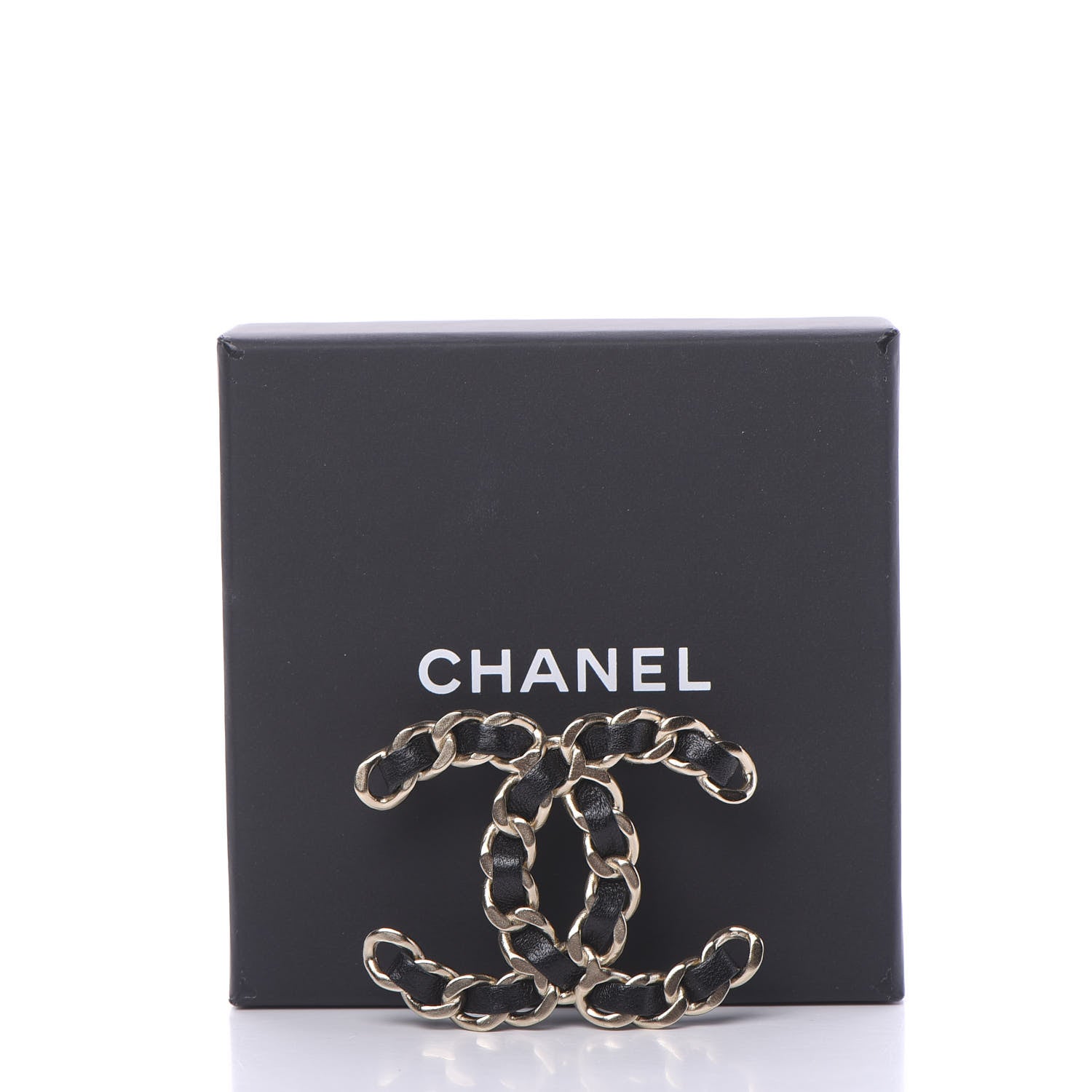 Chanel Lambskin Chain CC Brooch Black Gold 4 of 4