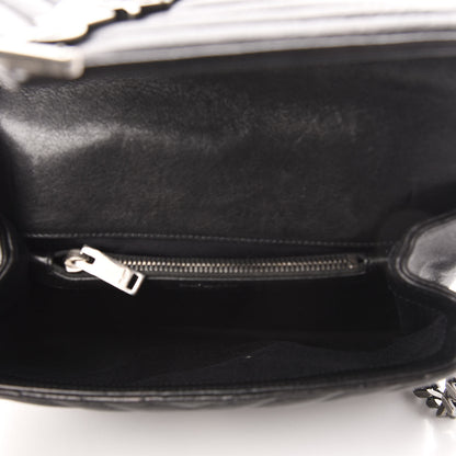 Saint Laurent Sheepskin Matelasse Chevron Monogram Medium College Bag Black 5 of 14