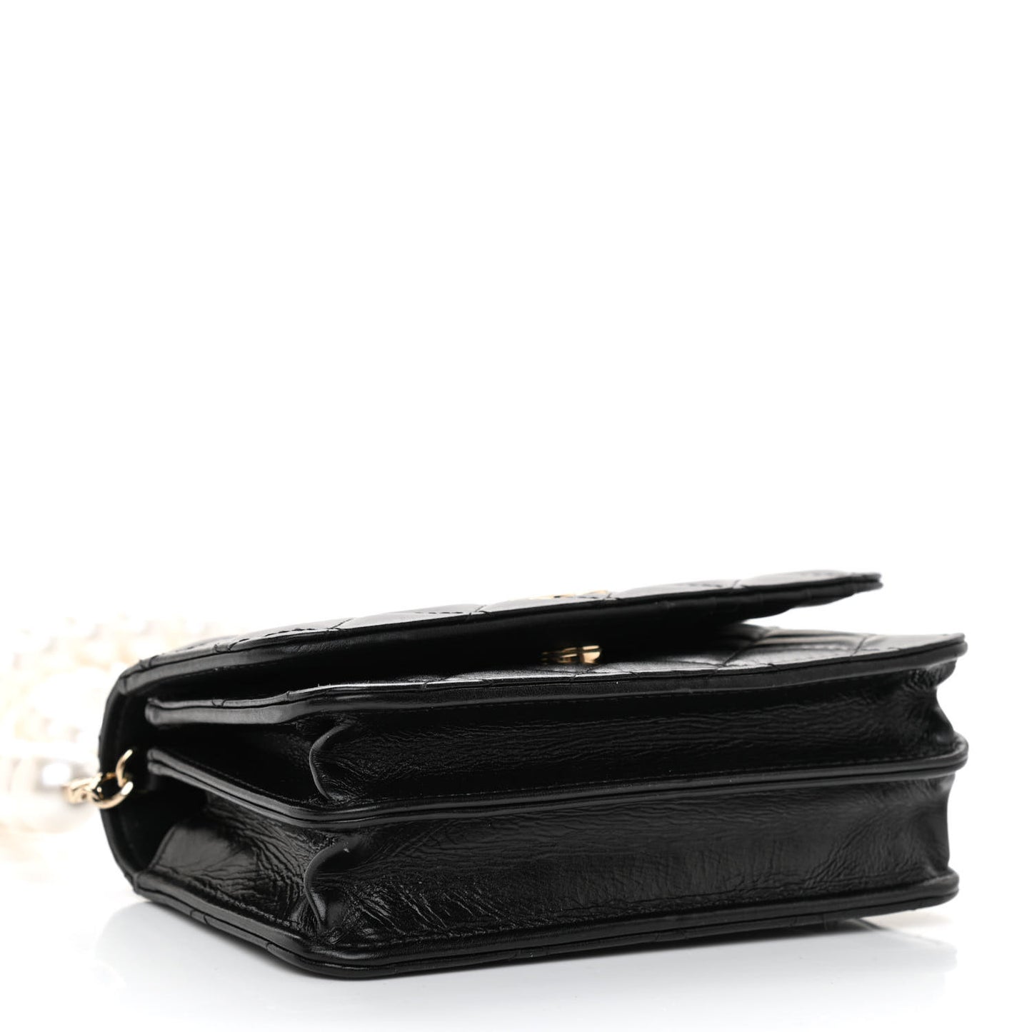 Calfskin Quilted Mini Maxi Pearls Wallet On Chain WOC Black