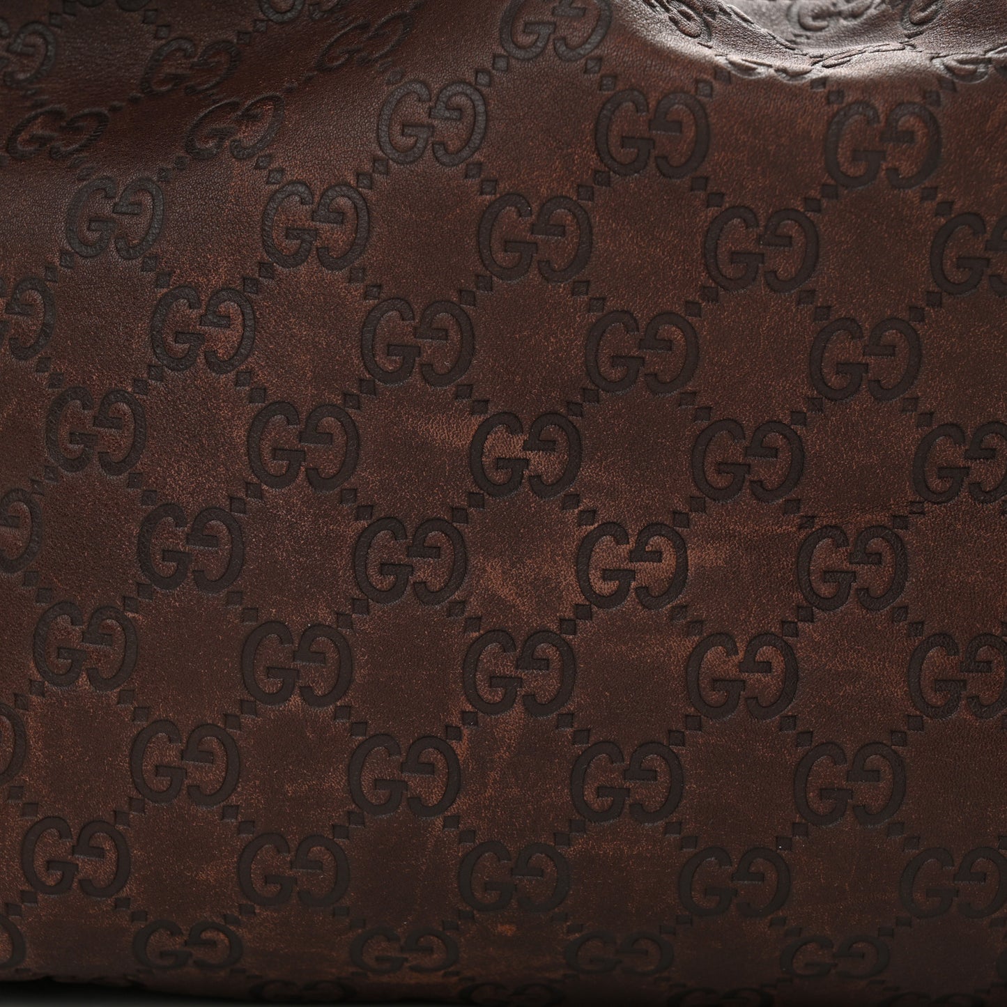 Guccissima Medium Horsebit Chain Hobo Dark Brown