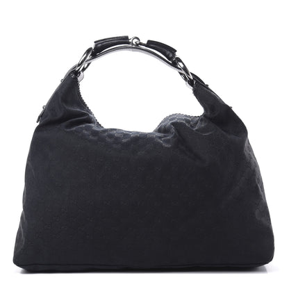 Gucci Monogram Large Horsebit Chain Hobo Black 1 of 12