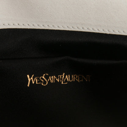 Saint Laurent Patent Calfskin Ombre Monogram Large Belle De Jour Clutch Ivory Black 6 of 7