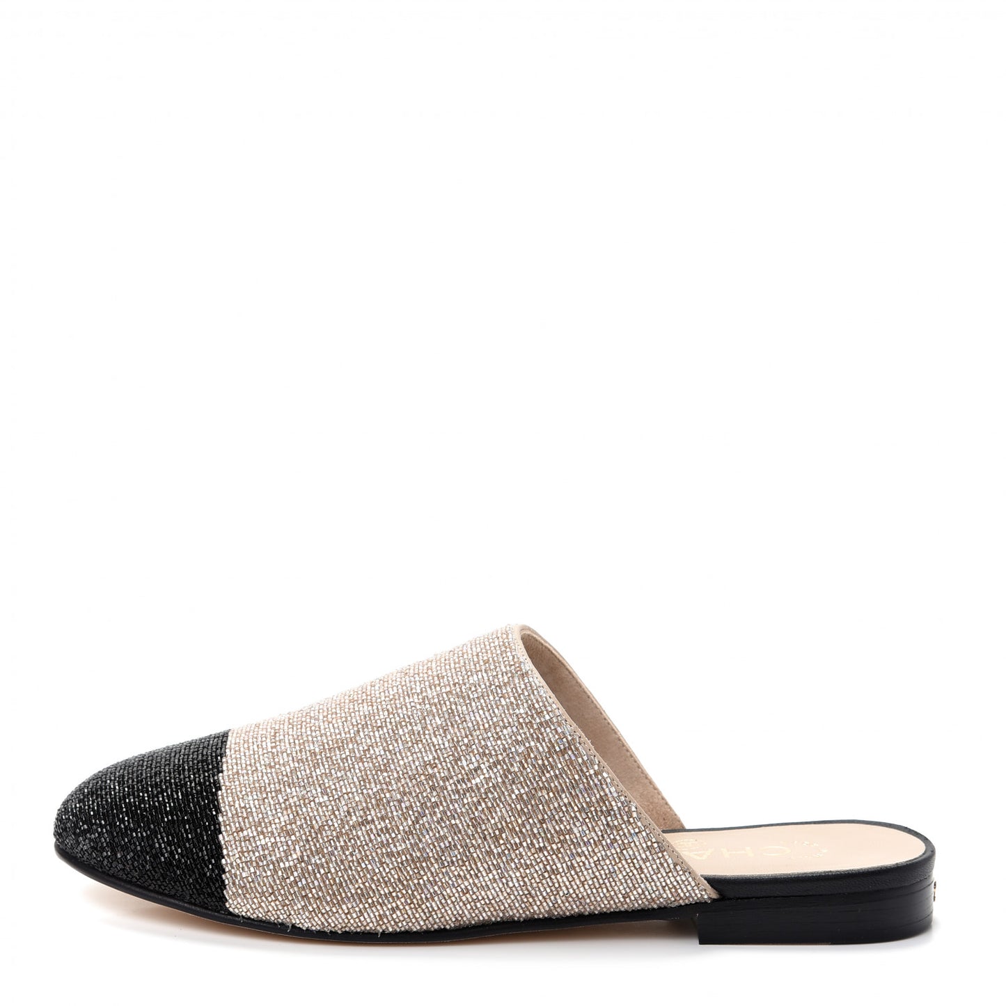 Pearl Embroidery CC Mules 35.5 Beige Black