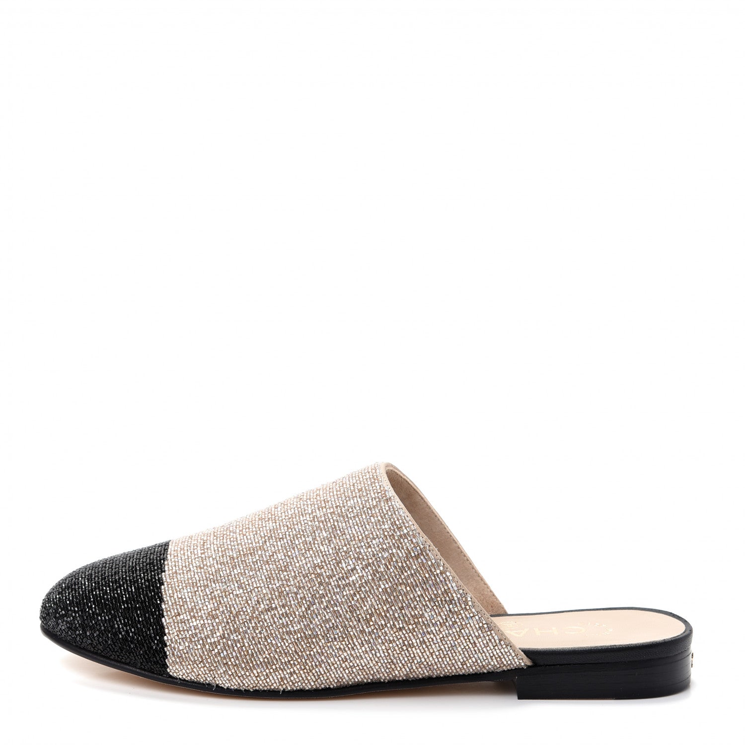 Chanel Pearl Embroidery CC Mules 35.5 Beige Black 1 of 12