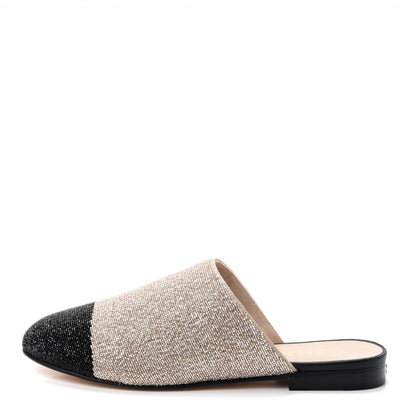 Chanel Pearl Embroidery CC Mules 35.5 Beige Black 1 of 12