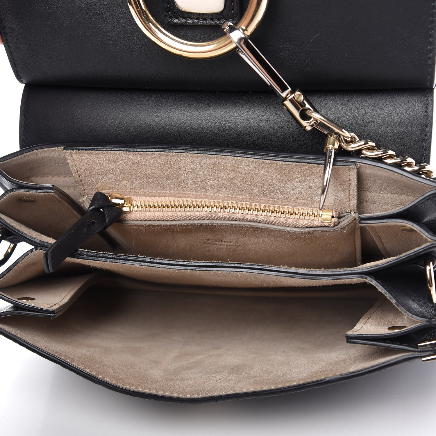 Chloe Large Grain Lambskin Shiny Goatskin Small Faye Shoulder Bag Black 5 of 9
