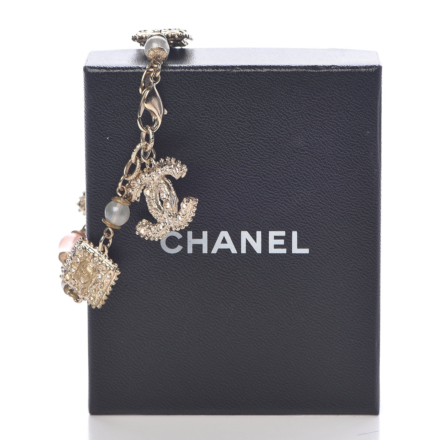 Chanel Pearl Beaded Crystal CC Bracelet Pink Gold 6 of 6
