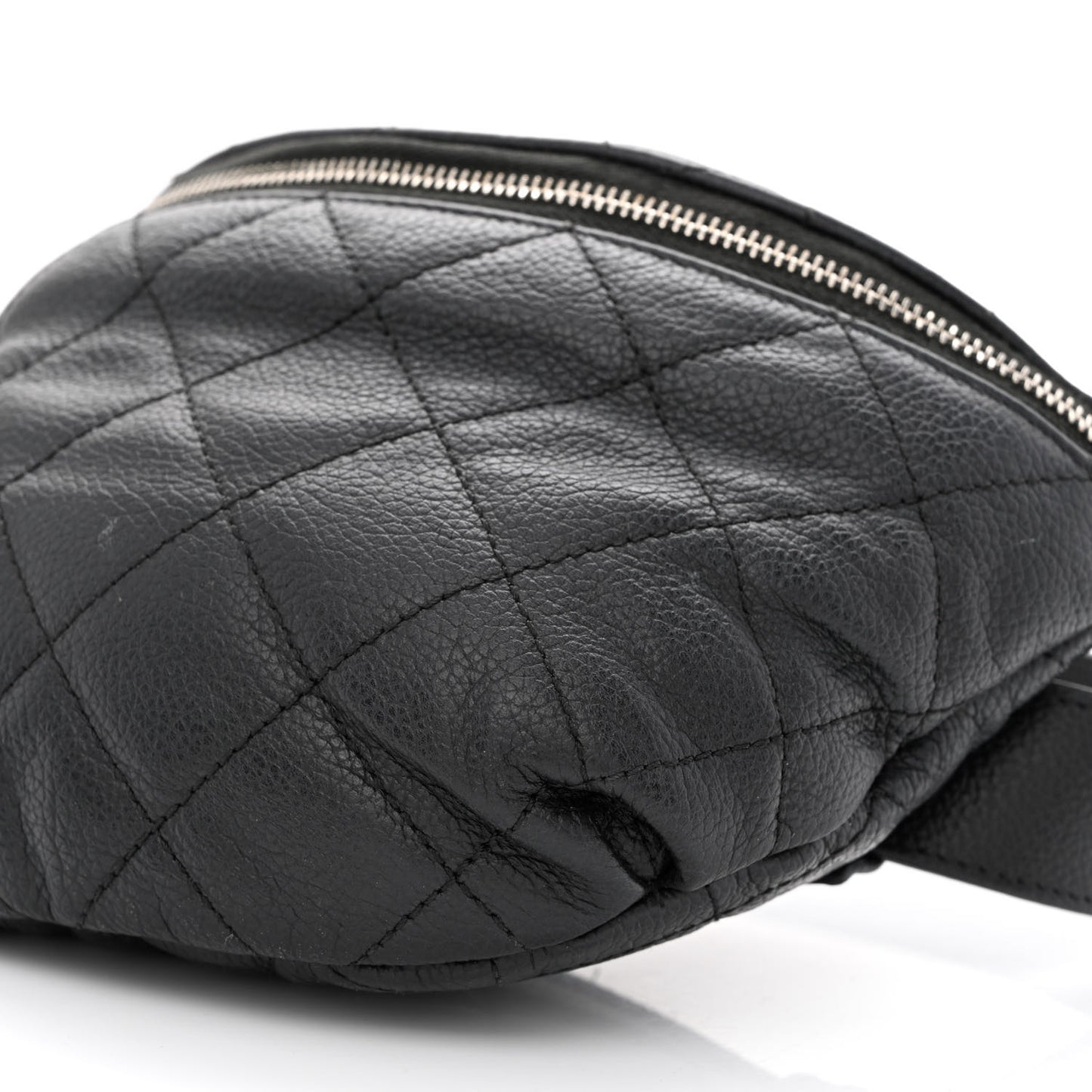 Grained Calfskin Quilted Waist Belt Bag Black