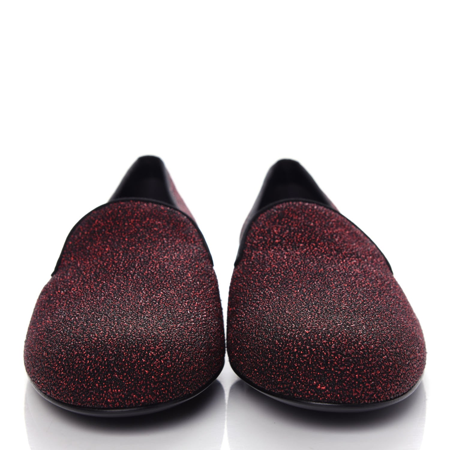 Saint Laurent Metallic Calfskin Smoking Slipper Flat Loafers 38 Red Glitter 2 of 11