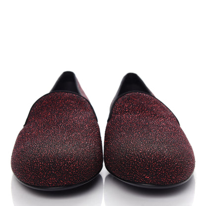Saint Laurent Metallic Calfskin Smoking Slipper Flat Loafers 38 Red Glitter 2 of 11
