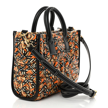 Burberry Lambskin Quilted Printed TB Heritage Check Mini Freya Tote Orange 3 of 11